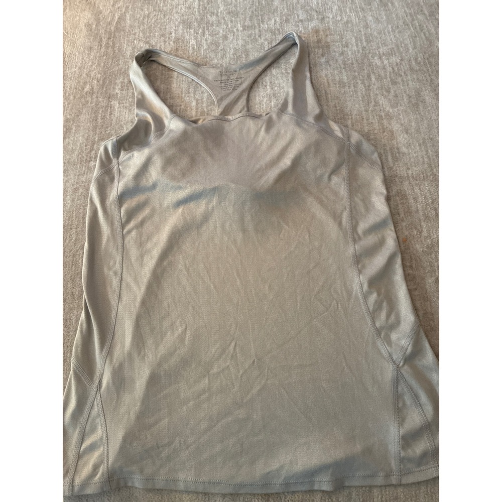 Tahari Sport Womens XL Gray Shimmer Racerback Tank Topโ with Built-in Shelf Bra